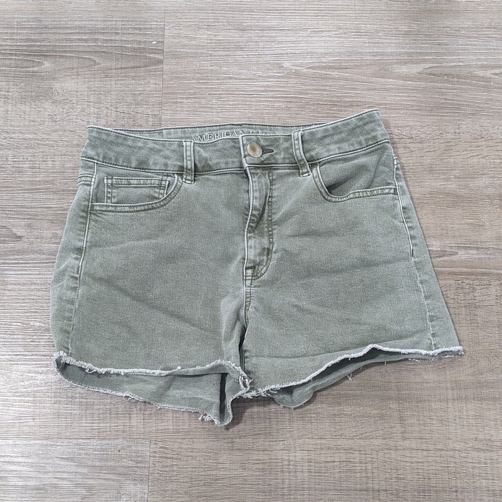4/$25 American Eagle Outfitters Green/Gray Hi-Rise Shortie Short - Sz 8